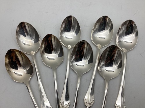 Set 8 Oneida Community Belcourt Silverplate Soup Spoons Tablespoons - Picture 3 of 7