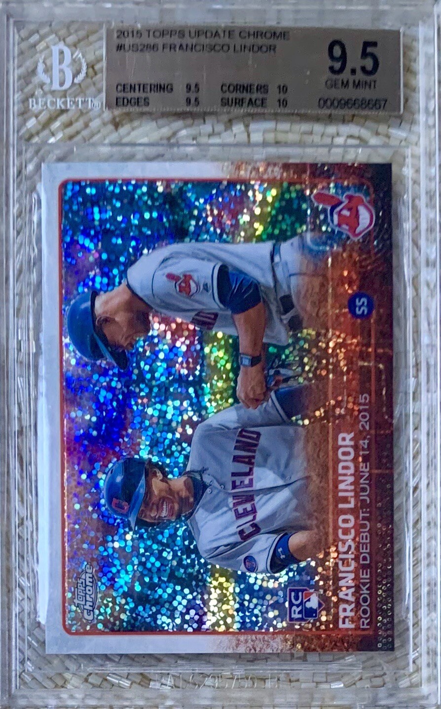2015 TOPPS CHROME UPDATE FRANCISCO LINDOR RC BGS 9.5 .5 FROM PRISTINE