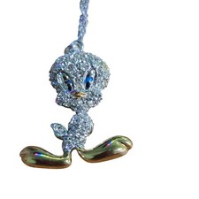 Vintage Danbury Mint Rare Tweety Bird Rhinestone Necklace 16" Adjustable