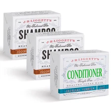 J.R.LIGGETT’S Conditioner Bar 1.75oz + Two Coconut & Argon Oil Formula Shampoo