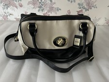 Oasis Black And Cream Handbag - Medium Sized Bag With Shoulder Strap