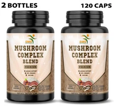  Mushroom Complex Extract Powder 120 Veggie Capsules Organic