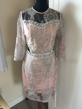 pretty little thing Pink Lace Sequins Dress Sz 12