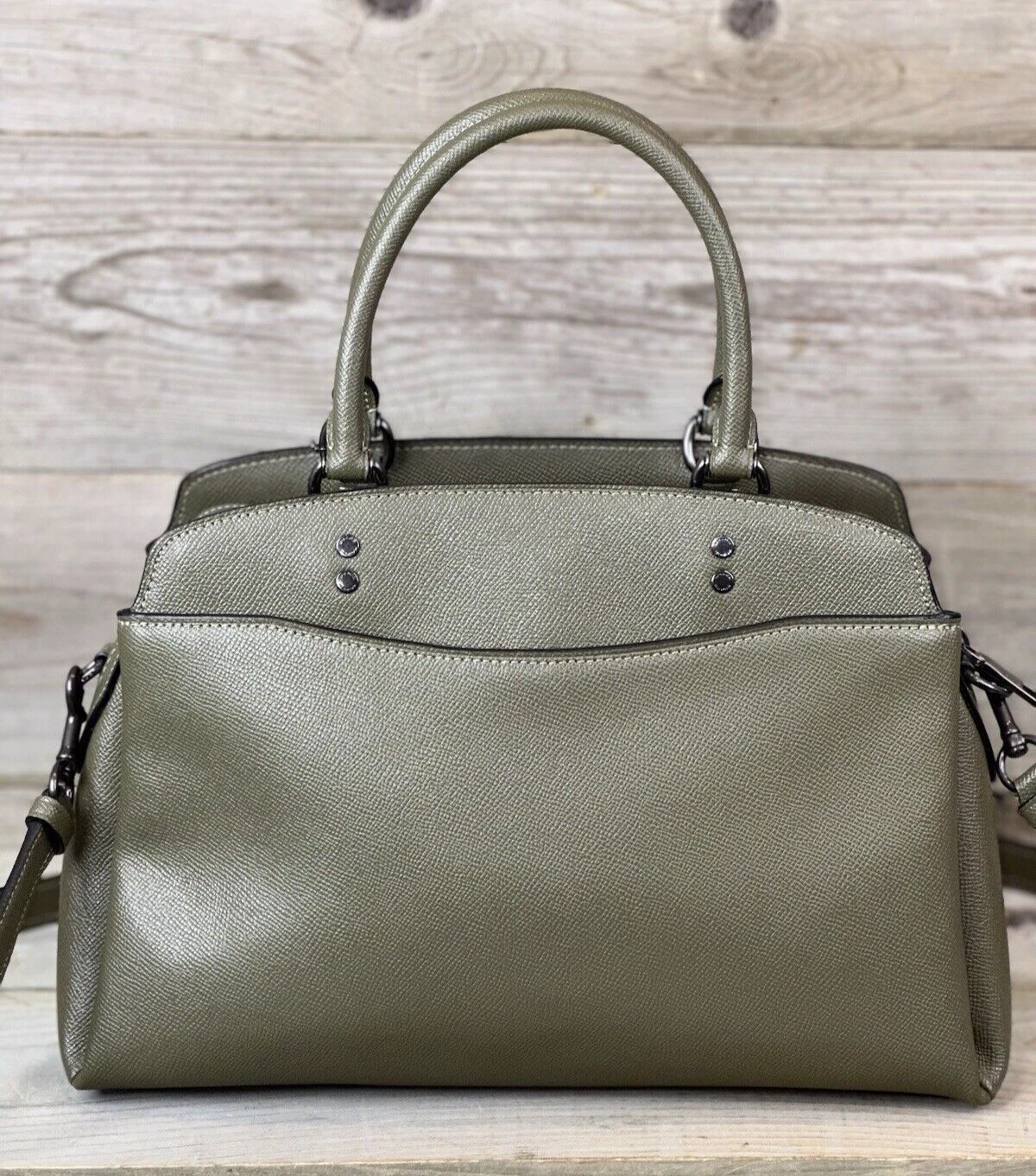 Borsa a tracolla Coach Lillie media verde oliva 91493 tracolla pelle strutturata