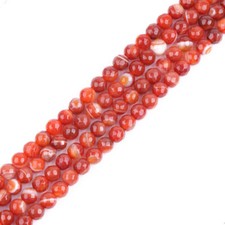 Orange Stripe Sardonyx Agate Gemstone Faceted Round Beads Strand 15"