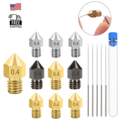 10X 0.4mm Mk8 3D Printer Extruder Nozzle + Cleaning Tool Kit Ender 3 Pro 5 CR 10