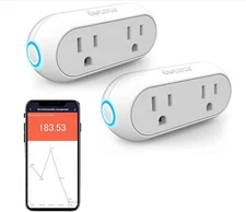 4Sockets/2Pack Smart Wi-Fi Plugs Dual Separate Outlets Work Alexa Google IFTTT 