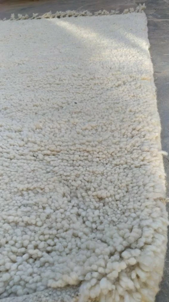 Moroccan Area Rug - 100% Soft Wool, 3x5 ft, Natural Off-White, Authentic Rug - Image 4 of 4