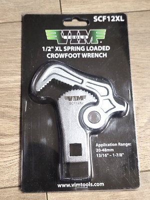 Vim Tools 1/2 XL Spring Loaded Adjustable Crowfoot Wrench 13/16 to 1-7/8 SCF12XL