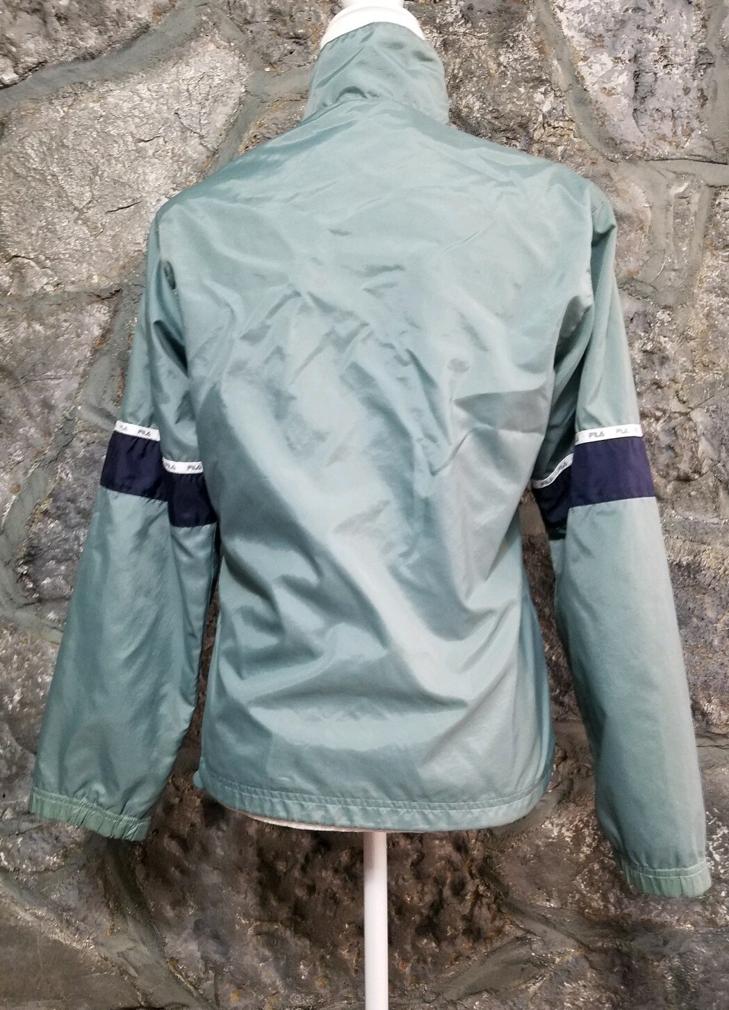 Giacca a vento Fila donna PICCOLA grigio blu abbigliamento attivo sport corsa