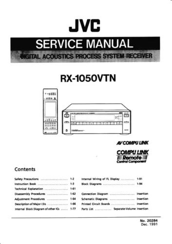 Service Manual Instructions + Instruction Book for JVC RX-1050 - 第 1/1 張圖片