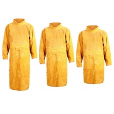 Heavy-Duty Flameproof Leather Welding Jacket for Men - Adjustable Sizes