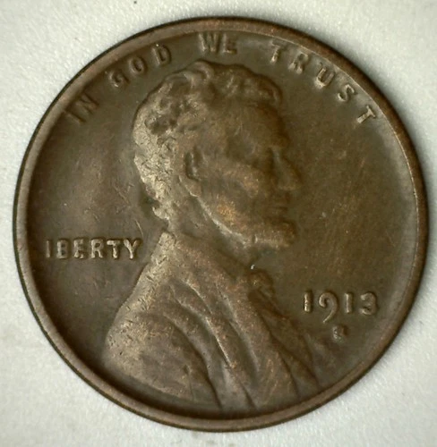 1913 S Lincoln Wheat Cent Coin 1c US Penny Fine Circulated Condition