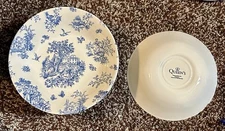 Queen’s China Toile De Jardin Azure Blue Coupe Soup Bowls (7 3/4”) 12 AVAILABLE