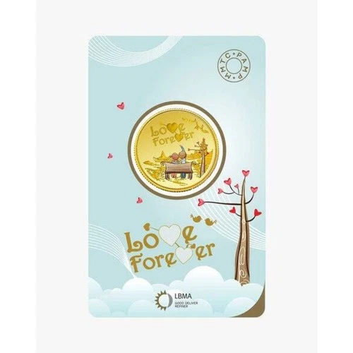 PAMP-MMTC Love Forever 5 Gram 24K .9999 Fine Colorized Gold Coin - In Assay