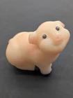Fenton Hand Painted Satin Peach Glass Pig Figurine Signed M Wagner