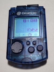Sega Dreamcast VMU HKT-7000 Visual Memory Unit Transparent Blue Tested Works OEM