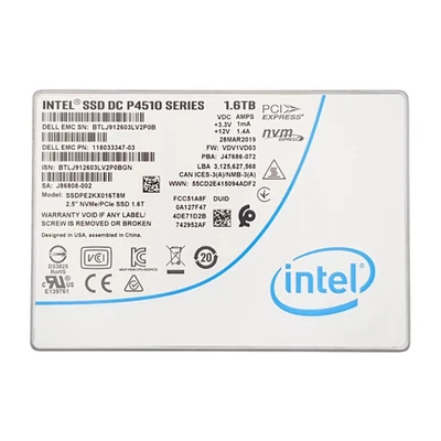 Intel P4510 SSDPE2KX016T8M 1.6TB NVMe U.2 PCIe 3.0-x4 2.5" SSD / 96% Health - image 1 of 3