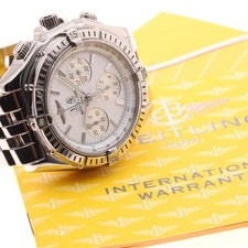 BREITLING CROSSWIND A44355 44mm SS White Dial Automatic Chronograph Date #C376
