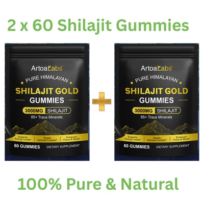 ARTOALABS Pure Himalayan Shilajit Gummies Gold 3000MG - 120 Gummies - High Fulvic Acid