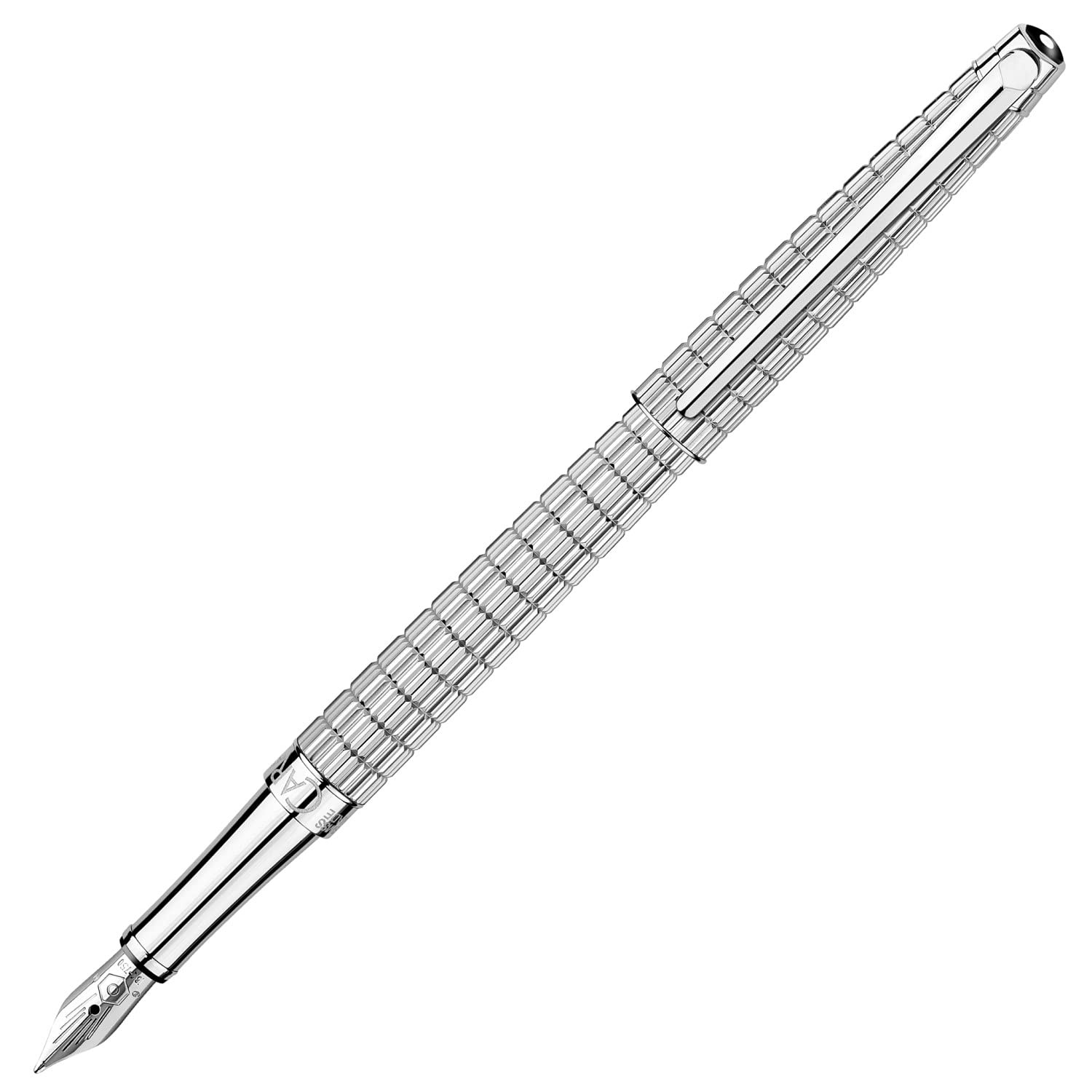 Caran D`Ache LTman Slim: Fountain Pen, Lights, Silver-Plated, Rhodi... NUOVO