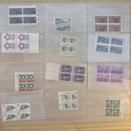US Stamp Plate Block Lot 12 Blocks MNH MH Mint Collection Glassines Vintage