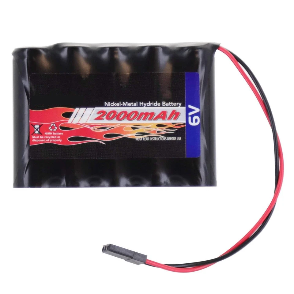 2er Pack 6V 2000mAh Flach Empfänger NiMH Akku für RC Flugzeug Hitec USA - Bild 3 von 4