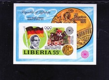 LIBERIA #622 1973 GOLD MEDAL WINNERS MINT VF NH O.G IMPERF. S/S