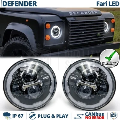 QSPC ( LED : OSRAM ) FARI Full LED Per LAND ROVER DEFENDER Luce Bianca 6500K Angel Eyes 60W