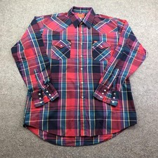 Vintage Ely Plains Shirt Mens Large Multicolor Plaid Long Sleeve Western Snap
