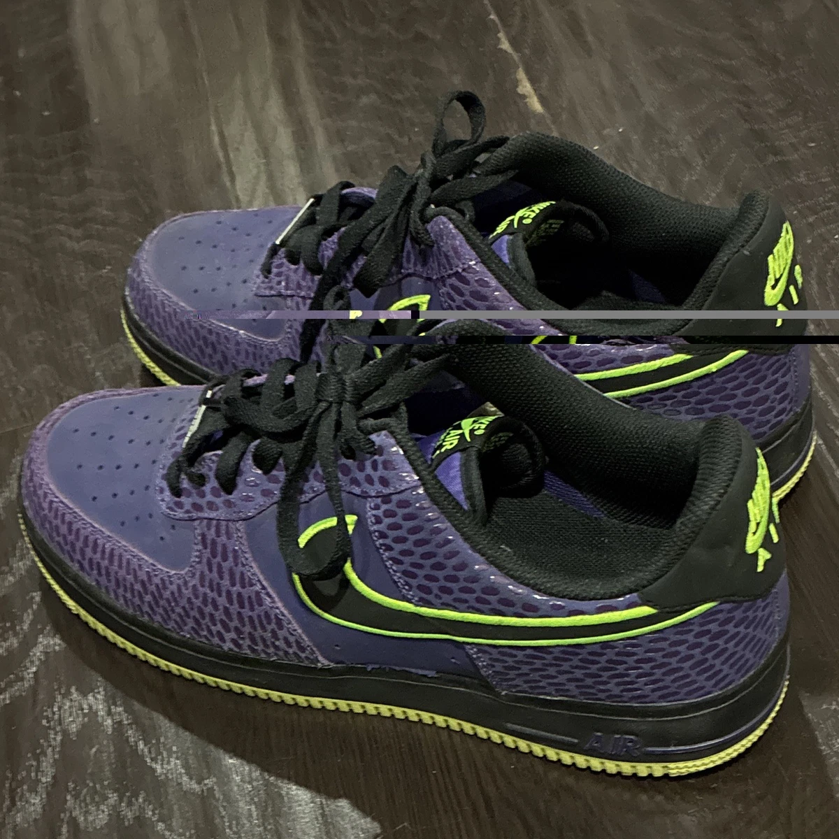 Nike Air Force 1 Black Court Purple Mens Athletic Crackled Gozilla Sneaker Nike Air Force 1 Black Court Purple Mens | Mercari main image 3