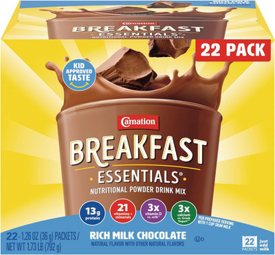 Powder Drink Mix, Rich Milk Chocolate, 22 Count Box of 1.26 Ounce Packets