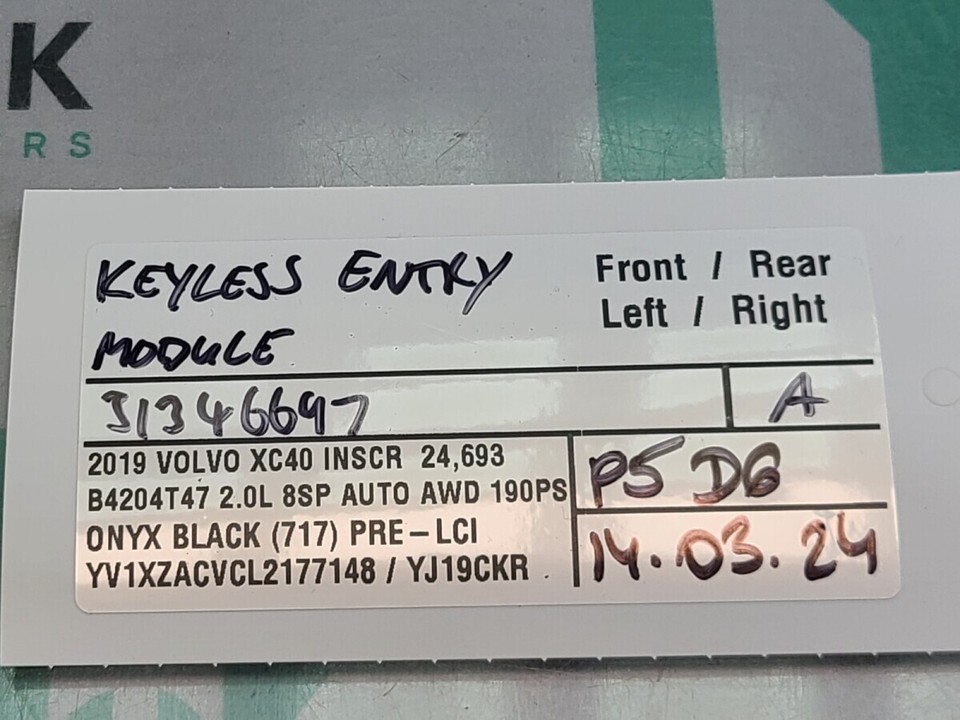 Volvo XC40 Keyless Entry Module 2018 - 2024 31346697 | eBay UK