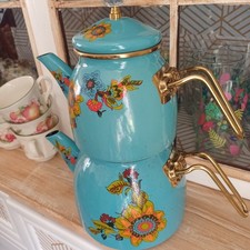 KARACA Layla Turkish Tea Pot Set, 1 Lt 2.2 Lb Teapot & 1.75 Lt 3.85 Lb Kettle, 1