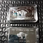(2) One Ounce German Silver Buffalo Bars