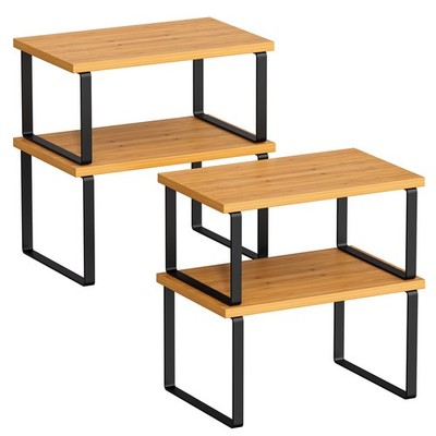 Cabinet Organizer Shelf - 4 Pack Wood Kitchen Organizer, Upgraded Cabinet Org...
