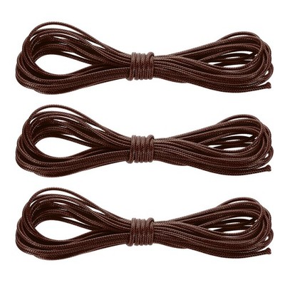 3Pcs Waxed Polyester Cord, 5.5 Yard 2mm Wax Bead Thread String, Dark Brown