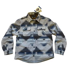 JACHS New York Jacket Mens Large Gray Sherpa Lined Wool Blend Shacket Aztec