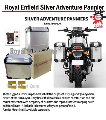 Royal Enfield "Adventure Panniers" Argent avec "filtre à huile" pour Himalaya... - Photo 1/4
