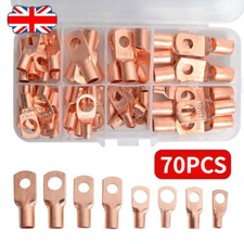 100Pcs Copper Tube Terminals Battery Welding Cable Lug Ring Crimp Connectors Kit