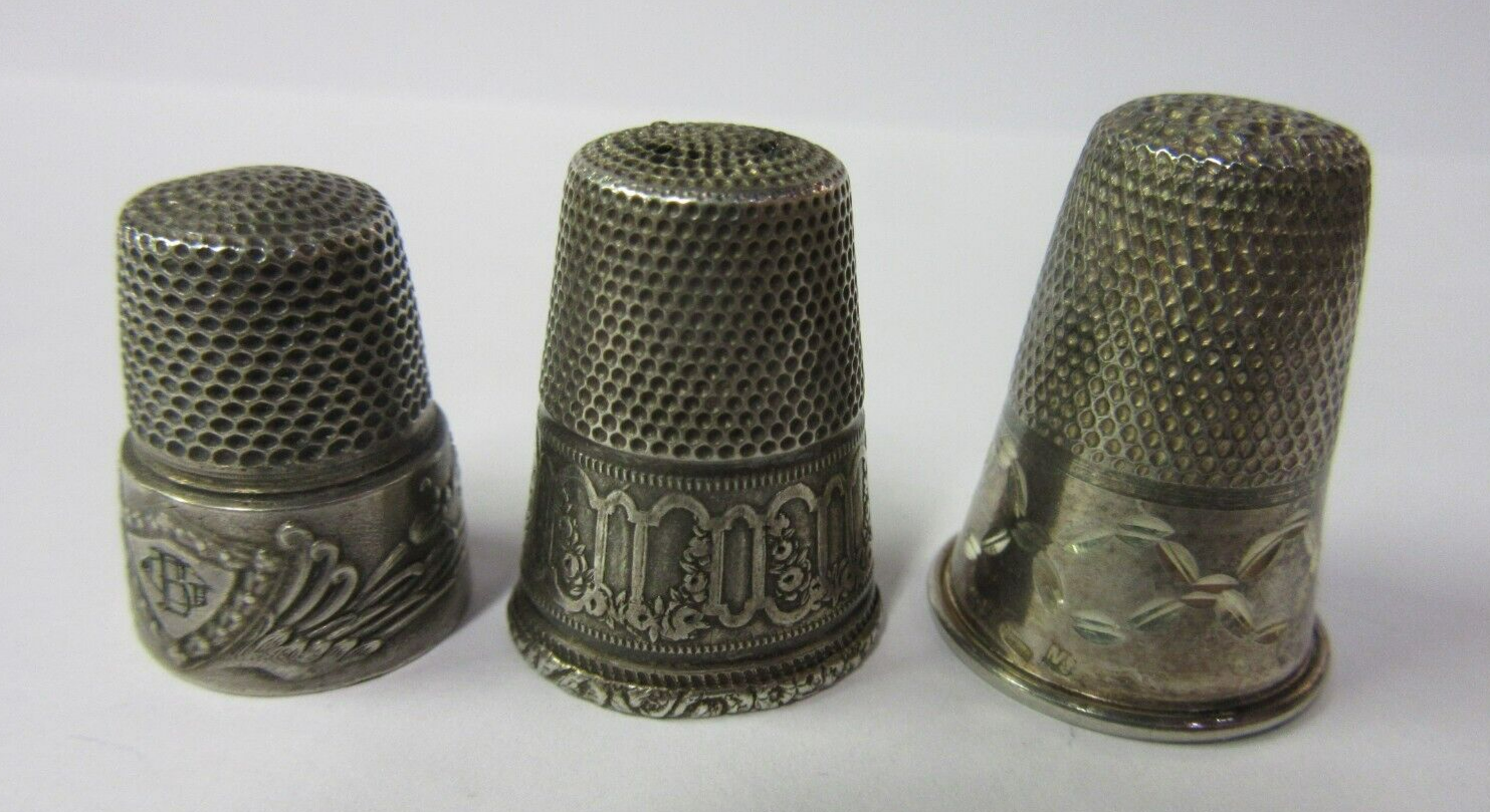 Lot of 3 Antique French Sterling Silver Thimbles eBay