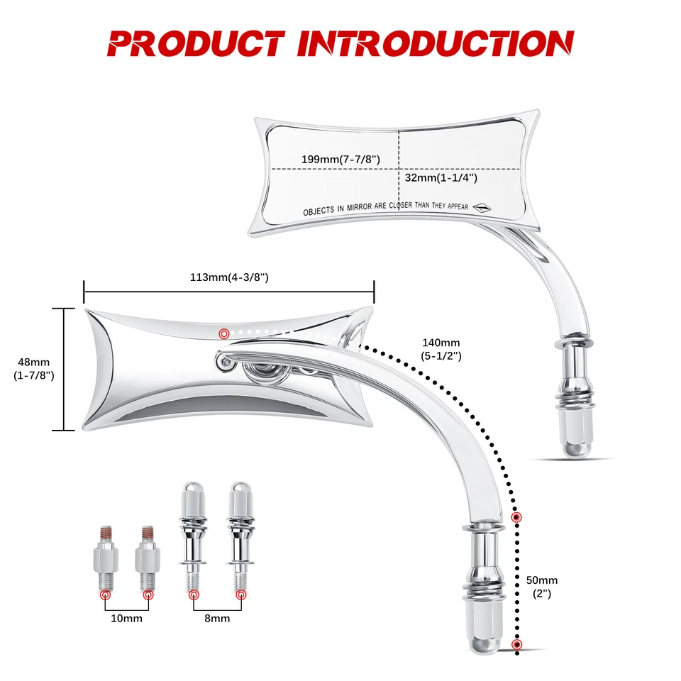 Espejos retrovisores cromados para motocicleta Big Dog American IronHorse Texas Chopper Foto 3 de 4
