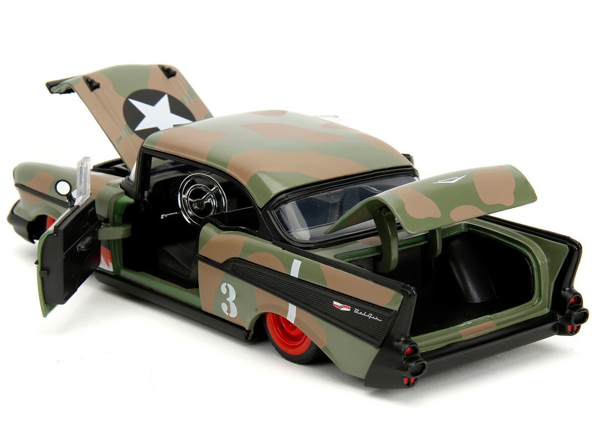 JADA 1957 CHEVROLET BEL AIR 1/24 CAMOUFLAGE with SHARK MOUTH