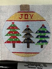 Handpainted Needlepoint Zweigart Canvas little Christmas trees 18mesh