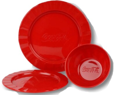Coca-Cola Coke Gibson USA Melamin rotes Geschirr Teller Schüssel Schale rot