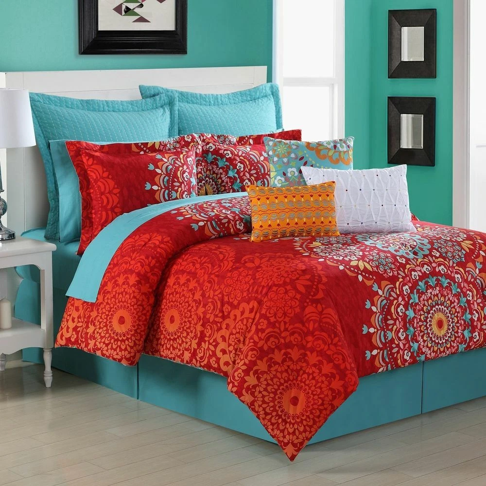 Fiesta Bedding Cozumel Boho Reversible 200TC Cotton TWIN Comforter Set 3pc