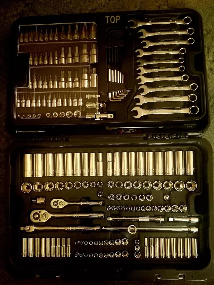 Professional 301-Piece Mechanic's Tool Kit – SAE & Metric Socket Set With Ratchets, Wrenches, Pliers & Hex Keys