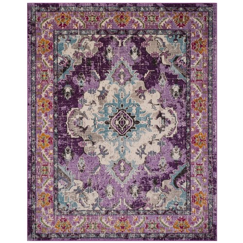 SAFAVIEH Transitional Distressed Medallion Area Rug Violet & Light Blue Monaco - Picture 3 of 33