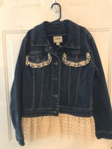 Cherokee Girls Up-Cycled Large Denim Jacket - Picture 1 of 4