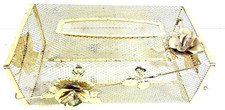 Vintage Brass Rose Floral Tissue Box Cover Dispenser